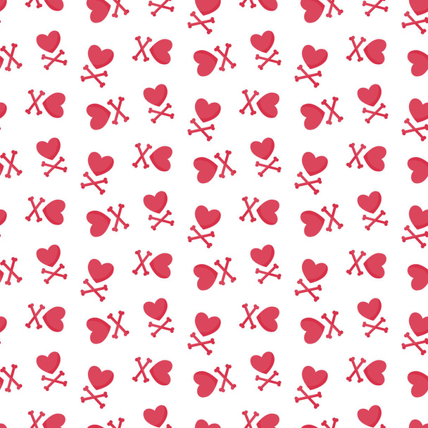 Heart and crossbones vector seamless pattern - Διάνυσμα, εικόνα