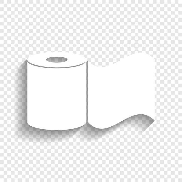 Toilettenpapier-Schild. Vektor. weißes Symbol mit weichem Schatten auf transparentem Hintergrund. - Vektor, Bild