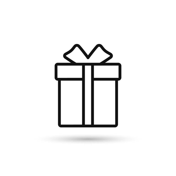Значок Подарочная коробка, Векторный изолированный контур простой символ
 - Вектор,изображение