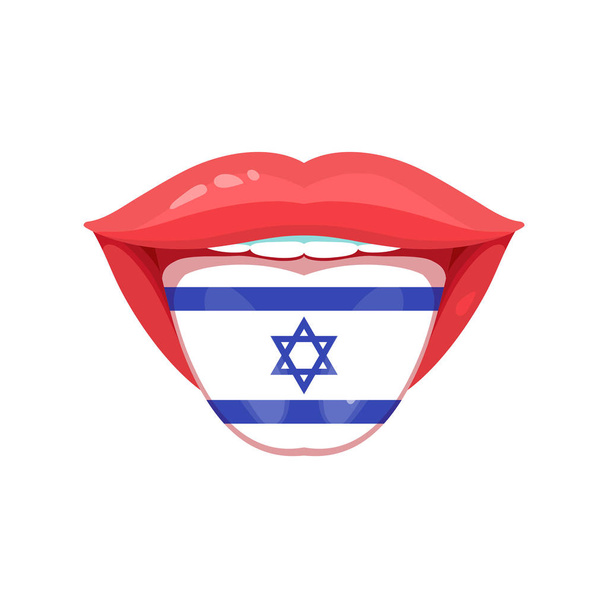 Vector illustration of the tongue with Israeli flags. Vector flag badges.  - Vector, Image