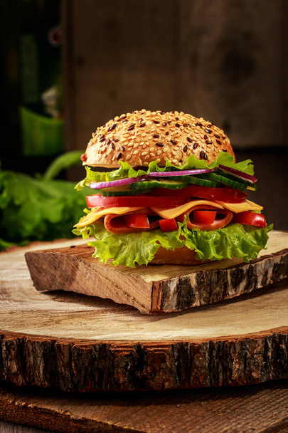 sandwich with ham tomato and lettuce. - Fotografie, Obrázek