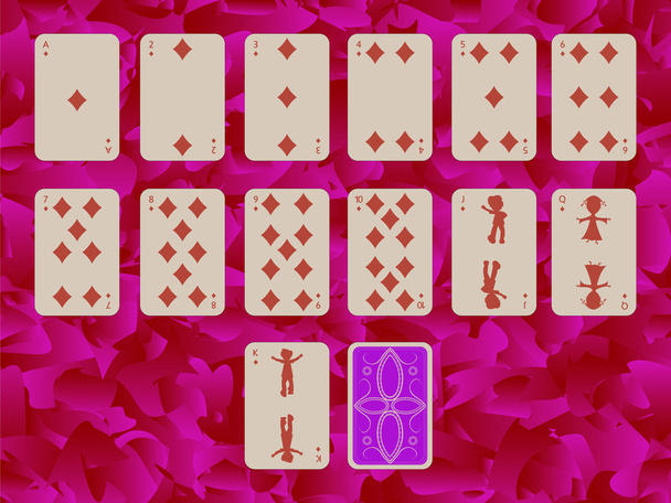 Terno de diams jogando cartas sobre roxo
 - Vetor, Imagem