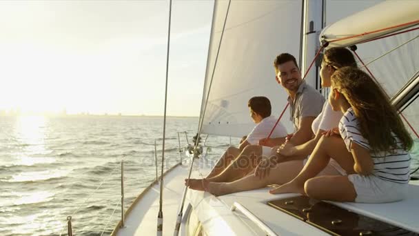 family sailing on yacht - Footage, Video