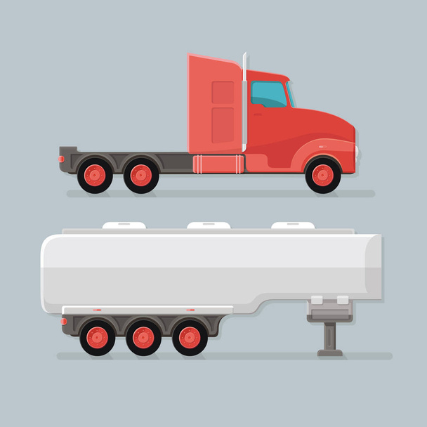 Nowoczesne petite Cargo czerwony paliwa ciężarówek przyczepy cysterny łatwo edytować v - Wektor, obraz