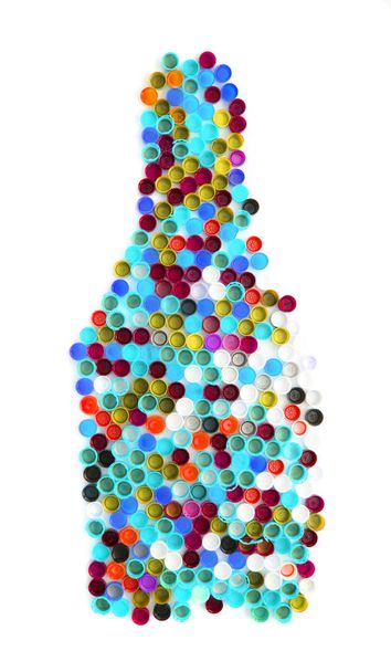 Бутылка из пластиковых колпачков
 - Фото, изображение
