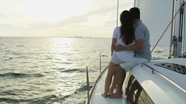 couple sailing on yacht  - Footage, Video