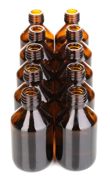 Medical bottles in the row isolated on white - Foto, Imagem