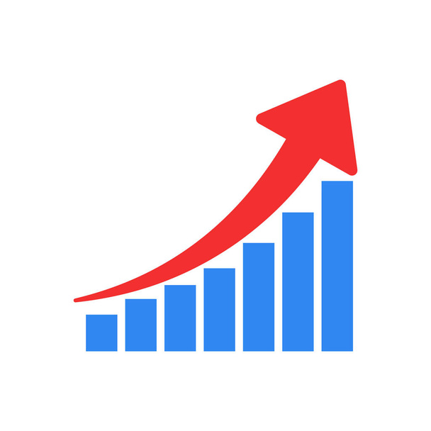 Growth chart icon. Grow diagram flat vector illustration. Busine - Vector, Image