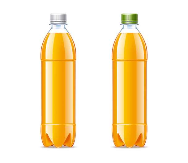 Пустые пластиковые бутылки 0,5L с апельсиновым соком
 - Фото, изображение