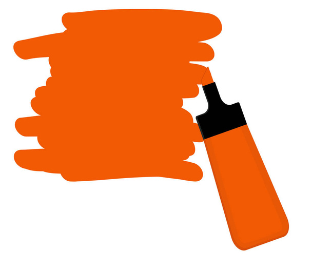 Πορτοκαλί highlighter πένα με πορτοκαλί χώρο για τη σύνταξη ενός μηνύματος. - Διάνυσμα, εικόνα