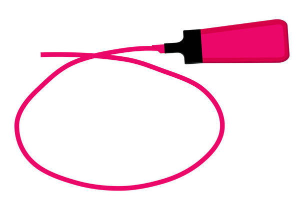 Jediný růžový zvýrazňovačem s ručně tažené růžový kroužek highl - Vektor, obrázek