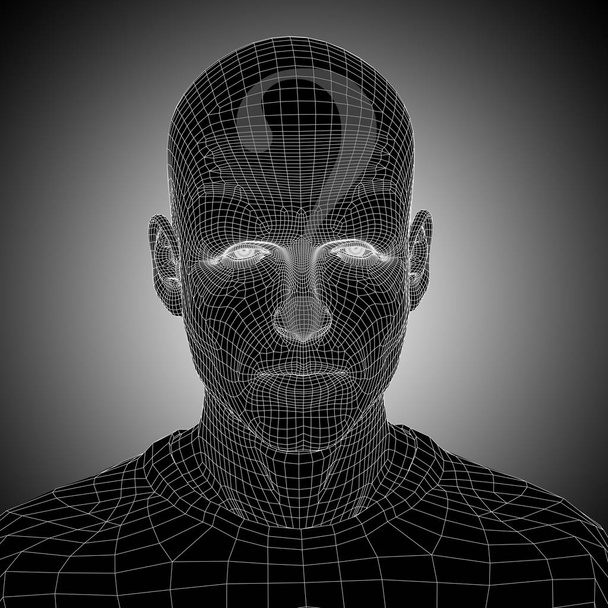 Wireframe young human face  - Photo, Image