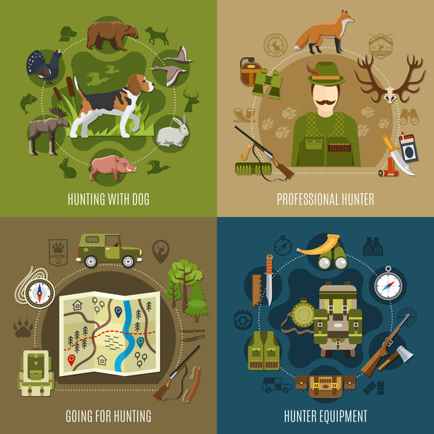 Набір іконок концепції полювання
 - Вектор, зображення