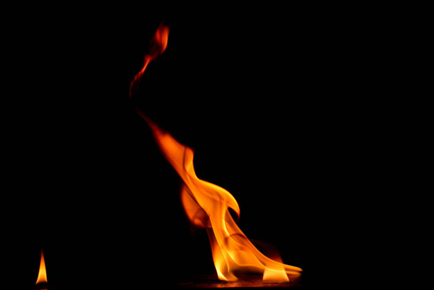 Όμορφη φωτιά φλόγες σε μαύρο φόντο. - Φωτογραφία, εικόνα