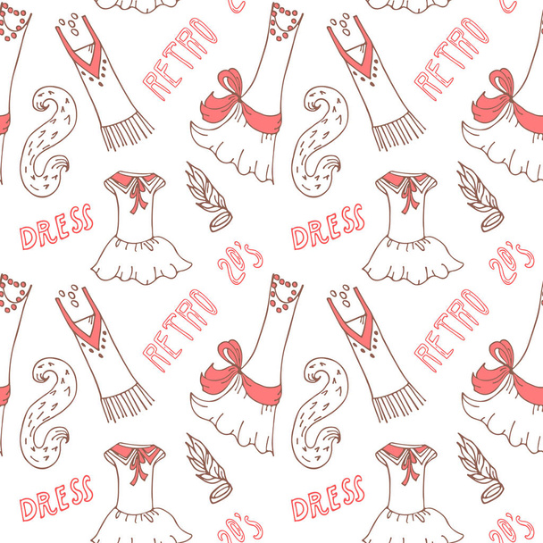 dress woman in vintage style 20s pattern seamless - Vector, afbeelding