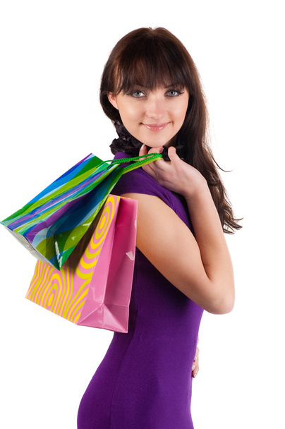 Beautiful woman with shoping bags. - Foto, afbeelding