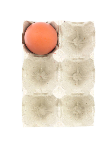 Bio-Ei in Pappeierkartons isoliert auf weiß - Foto, Bild