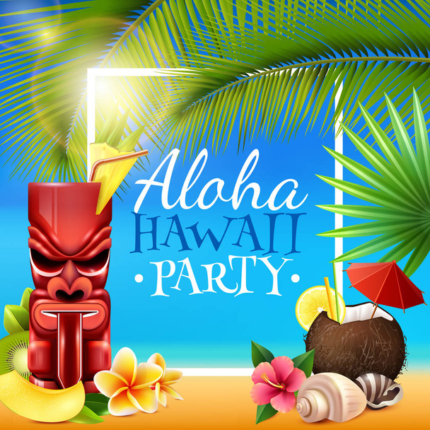 Hawaiian Party Frame - Vector, Image