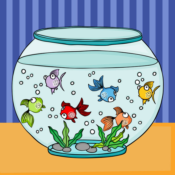 Globe akvárium színes halak - Vektor, kép