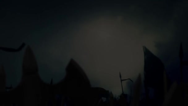 大きな中世軍の嵐の日に戦争の準備 - 映像、動画