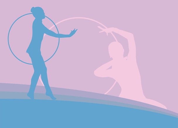 Gimnasta femenina con vector de aro abstracto
 - Vector, imagen