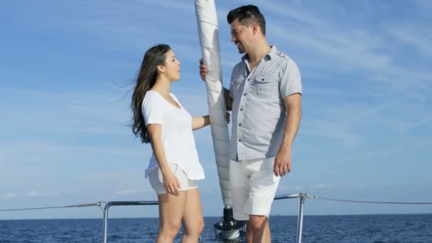 sailing yacht with couple   - Footage, Video