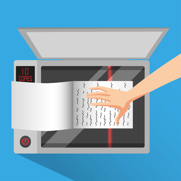 Hold the book to scanning with photocopier - Vector, Image
