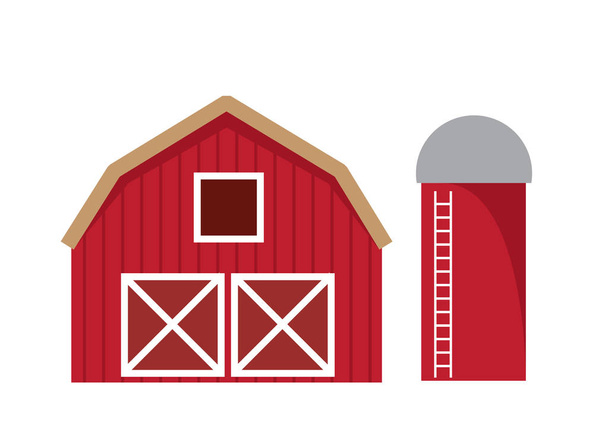 červená stodola, samostatný - Vektor, obrázek