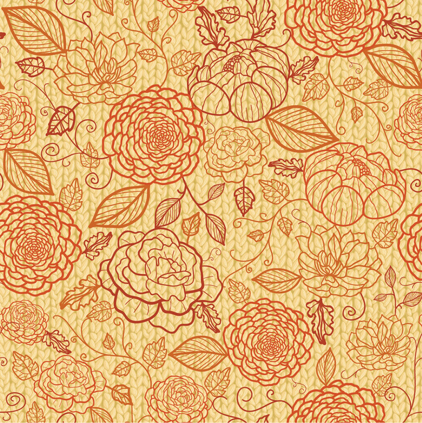 Knit embroidery flowers seamless pattern background - Vektör, Görsel