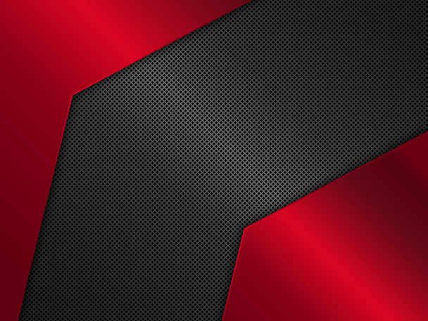 Black and red metal background. Vector metallic banner. Abstract technology background - Vector, afbeelding