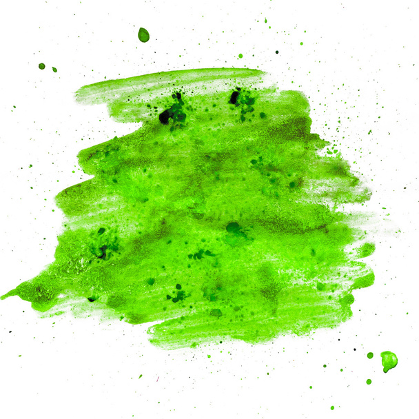ακουαρέλα πινελιές πράσινο blob είναι απομονωμένη σε ένα λευκό έκφραση - Φωτογραφία, εικόνα