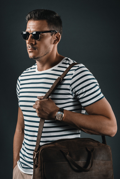stylish man in striped t-shirt - Photo, Image