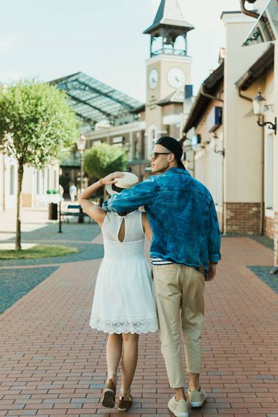 hipster couple walking in city - Photo, Image