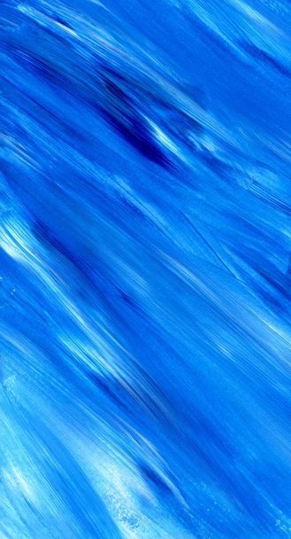 Texture acrylique abstraite bleue, fond. texture de coup de pinceau
. - Photo, image