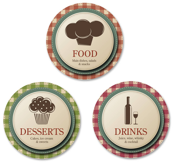 food and dinks round icons - Vector, afbeelding