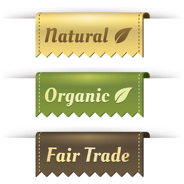 Stylish Tag Labels for Natural, Organic, and Fair Trade - Vector, Image