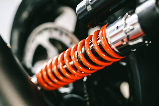 Closeup of springs, shock absorbers motorcycle big bike - Foto, Imagem