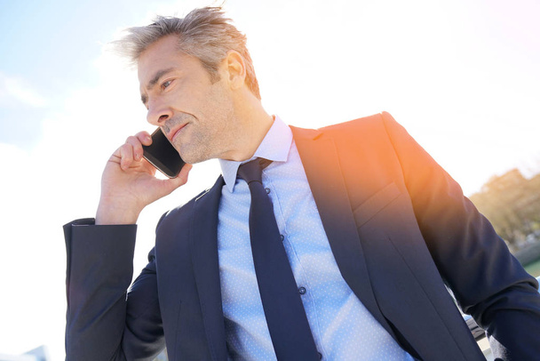 Businessman talking on phone  - Фото, изображение