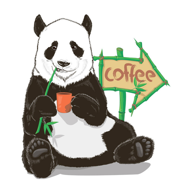 векторна панда з кавою
  - Вектор, зображення