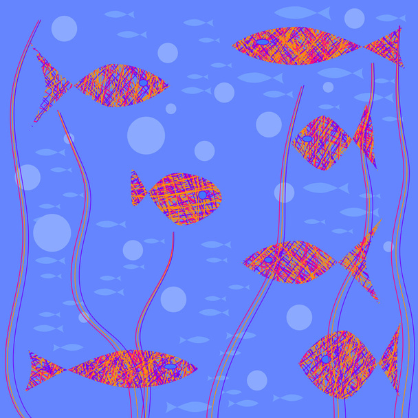 Seamless abstract fishes - Wektor, obraz