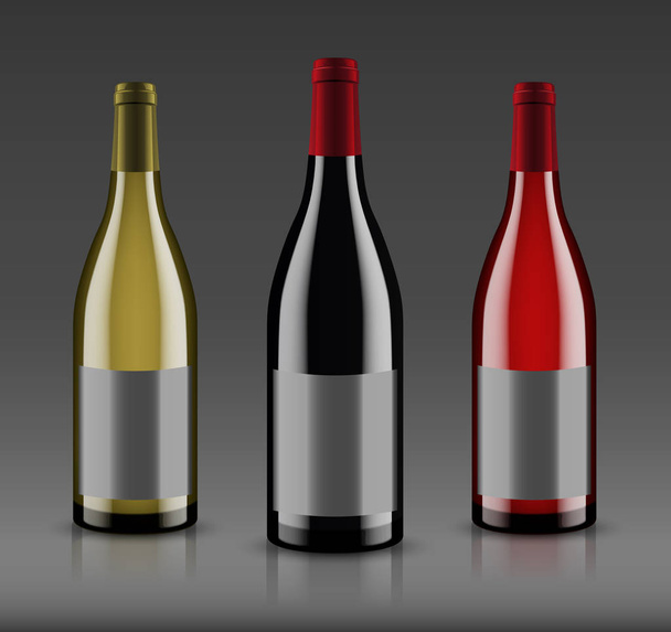 Mockup wine bottle. vector design. - Vektör, Görsel