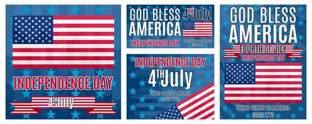 Amer függetlenségének napján világos plakátok válogatott - Vektor, kép