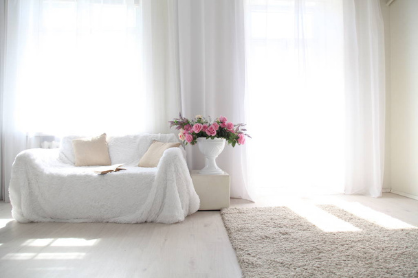 White lounge sofa large Windows and color book - Photo, Image