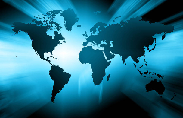 Nejlepší internetová koncepce globálního podnikání. Globe, zářící čáry na technologickém pozadí. Wi-Fi, paprsky, symboly Internet, 3D ilustrace - Fotografie, Obrázek