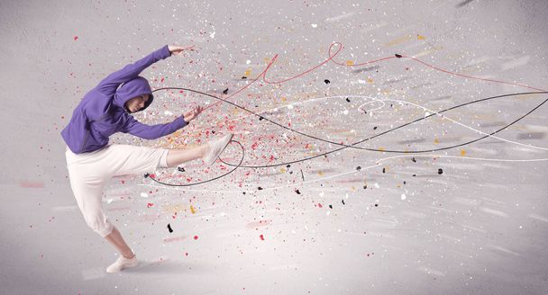 Urban dancing with lines and splatter - Foto, imagen