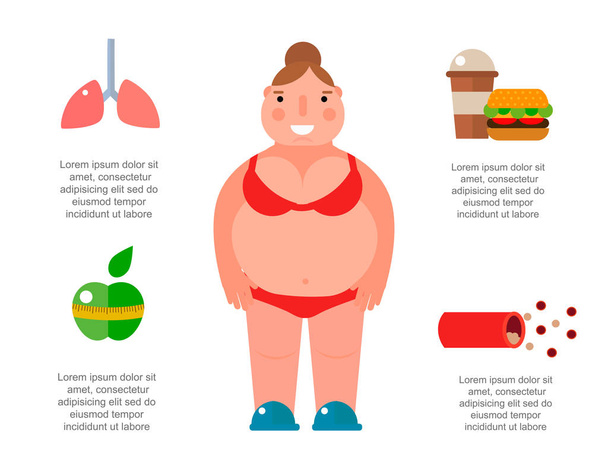 Perdre du poids en faisant du jogging éléments infographiques et concept de soins de santé illustration vectorielle plate
 - Vecteur, image