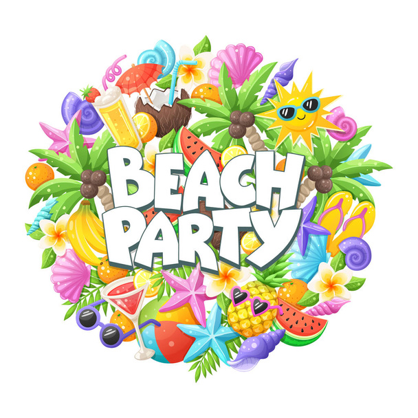 beach party objects - Vector, afbeelding