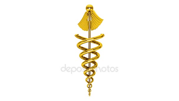 Concetto sanitario. Golden Medical Caduceus Simbolo senza soluzione di continuità loop
 - Filmati, video