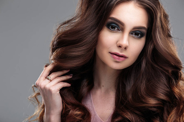 closeup beauty portrait of young woman with natural makeup and hairstyle. spa and care. - Фото, зображення