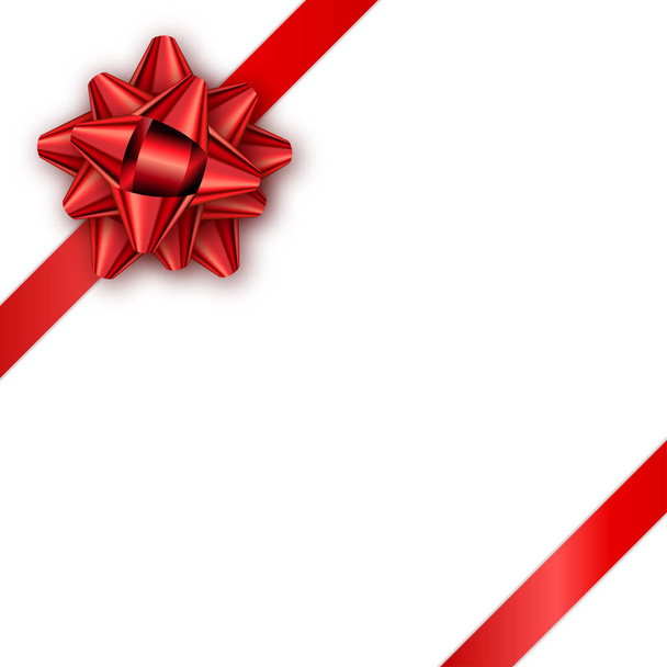 Holiday gift card with red ribbon and bow. Template for a busine - Vector, Imagen